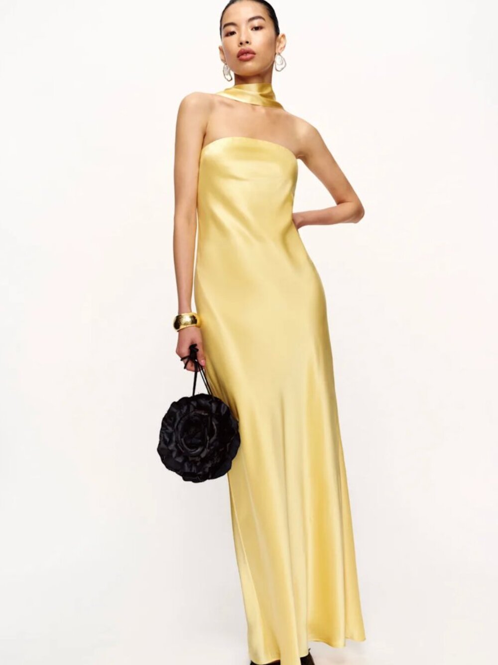 Reformation Oren Silk Dress Yellow - Size S (ready to ship in June)